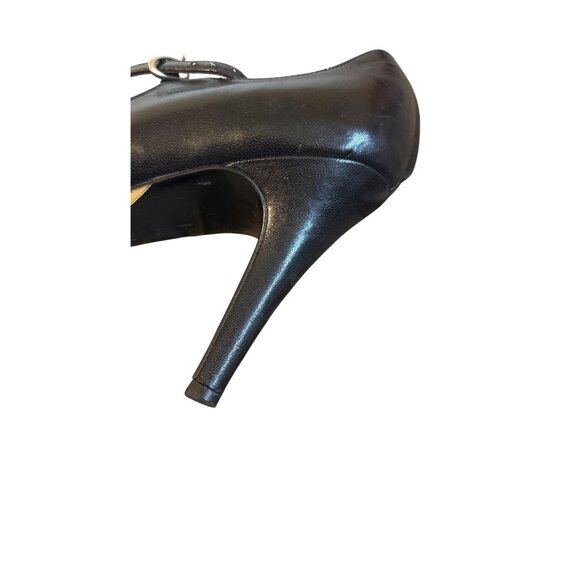 Women's Black Leather Shoe Kenneth Cole Strappy High Heels 7 1/2 Vamp Italy - Picture 7 of 10